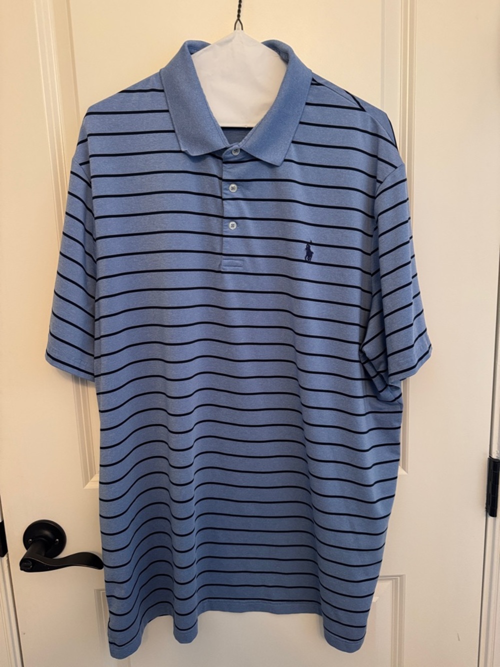 Polo by Ralph Lauren Light Blue Polo with Navy Stripes - Picture 1 of 5